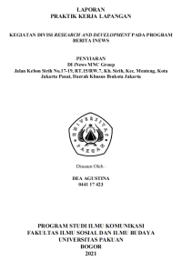 E-PKL:Kegiatan Divisi Research And Development pada Program Berita iNEWS di iNews MNC Group Jalan Kebon Sirih No.17-19, RT.15/RW.7, Kb. Sirih, Kec. Menteng, Kota Jakarta Pusat, Daerah Khusus Ibukota Jakarta