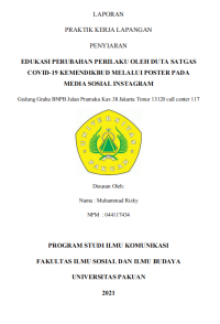 Image of E-PKL:Edukasi Perubahan Perilaku oleh Duta Satgas Covid-19 Kemendikbud melalui Poster pada Media Sosial Instagram Gedung Graha BNPB Jalan Pramuka Kav.38 Jakarta Timur 13120 Call Center 117