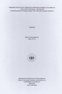 SKRIPSI: Persepsi Penonton Terhadap Program Berita Olahraga 