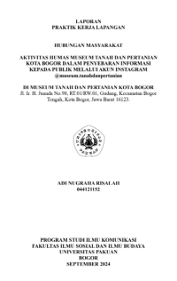 E-PKL: Aktivitas humas museum tanah dan pertanian kepada publik  Kota Bogor dalam penyebaran melalui akun Instagram penyebaran @Museum.Tanahdanpertanian