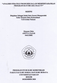Skripsi : Analisis strategi produser dalam mempertahankan program hati bicara daai tv
