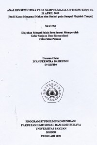 SKRIPSI : Analisis Semiotika pada Sampul Majalah Tempo Edisi 15-21 April 2019 (Studi Kasus mengenai Makna dan Simbol pada Sampul Majalah Tempo)