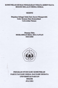 SKRIPSI : Komunikasi Humas Pemasaran Wisata Kebun Raya Bogor melalui Media Sosial
