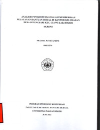 SKRIPSI: Analisis Fungsi Humas dalam Memberikan Pelayanan Bantuan Sosial di Kantor Kelurahan Desa Bitung Sari Kec. Ciawi Kab. Bogor