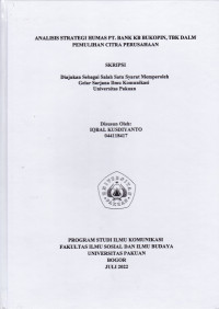 SKRIPSI: Analisis Strategi Humas PT. BANK KB BUKOPIN,TBK dalam Pemulihan Citra Perusahaan