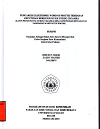 Image of SKRIPSI: Pengaruh Elektronik Word Of Mouth Terhadap Keputusan Berkunjung Ke Curug Cigamea (Kasus Pengunjung Curug Cigamea Desa Gunungsari Kecamatan Pamijahan Kabupaten Bogor)