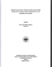 SKRIPSI: Persepsi Masyarakat terhadap Sosialisasi Subsidi Listrik Tepat Sasaran di Kota Bogor pada PT PLN (PERSERO) Area Bogor