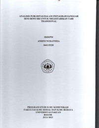 SKRIPSI: Analisis Publisitas dalam Instagram Sanggar Seni Dewi Sri untuk Melestarikan Tari Tradisional