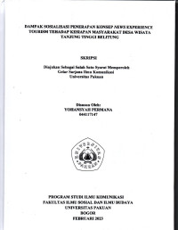 SKRIPSI: Dampak Sosialisasi Penerangan Konsep News Experience Tourism terhadap Kesiapan Masyarakat Desa Wisata Tanjung Tinggi Belitung