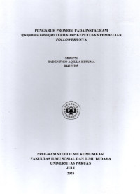 SKRIPSI: Pengaruh Promosi pada Instagram @kopinakokebonjati terhadap Keputusan Pembelian Followers-nya