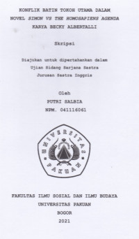 Skripsi : Konflik batin tokoh utama dalam novel simon vs the homo sapien agenda karya becky albertalli