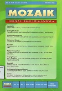 Mozaik : Jurnal Ilmu Humaniora Vol.11 No. 1, Januari-Juni 2012