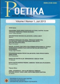 Poetika : Jurnal Ilmu Sastra Vol. I No. 1 Juli 2013