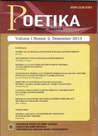 Poetika : Jurnal Ilmu Sastra Vol. I, No. 2, Desember 2013