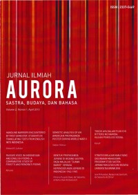 Jurnal Ilmiah Aurora : Sastra, Budaya, dan Bahasa Vol. 1 Nomor 4, Oktober 2014