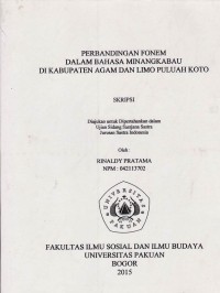 Skripsi: Perbandingan fonem dalam bahasa Minangkabau di Kabupaten Agam dan Limo Puluah Koto
