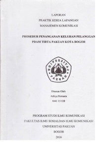 PKL: Prosedur penanganan keluhan pelanggan PDAM Tirta Pakuan Kota Bogor