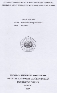 SKRIPSI:Efektivitas Iklan Media Sosial Instagram Tokopedia Terhadap Minat Beli Online Masyarakat di Kota Bogor
