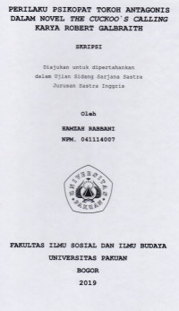 SKRIPSI:perilaku psikopat tokoh antagonis dalam novel the cuckoo's calling karya Robert galbraith