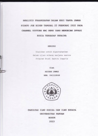 SKRIPSI: Analisis Praanggapan dalam Sesi Tanya Jawab Pidato Joe Biden Tanggal 25 Februari 2022 pada Channel Youtube NBC News yang Mengecam Invasi Rusia Terhadap Ukraina
