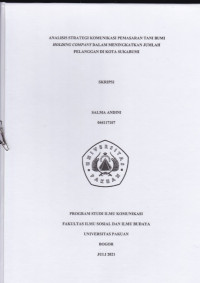 SKRIPSI:Analisis strategi komunikasi pemasaran tani bumi holding company dalam meningkatkan jumlah pelanggan di kota sukabumi