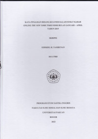 SKRIPSI:Kata Pinjaman Bidang Kuliner dalam Surat Kabar Online The New York Times Edisi Bulan Januari-April Tahun 2019