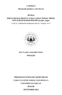 E-PKL: Peran humas digital pada laman sosial media instagram Radar Bogor @radar_bogor