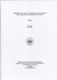 SKRIPSI: Persepsi Masyarakat terhadap Siaran MGSTV (Kasus Masyarakat Kota Sukabumi Jawa Barat)