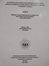 SKRIPSI : Analisis bauran pemasaran house of rumi untuk menjalin hubungan baik dengan pelanggan selama pandemic covid-19