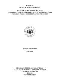E-PKL: Televisi, radio dan media baru peran kreatif dalam tim Content And Question pada program Famly 100 di Fremantle Indonesia