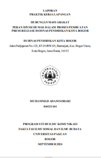 Image of E-PKL: Peran divisi humas dalam proses pembuatan Press Release di dinas pendidikan Kota Bogor