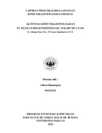 E-PKL: Aktivitas komunikasi pemasaran Pt.Bank Syariah Indonesia kc Sukabumi A Yani.