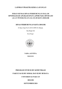 E-PKL: Peran humas dinas perhubungan dalam optimalisasi aplikasi span pada divisi APJ (Alat Penerangan Jalan) di Kota Bogor