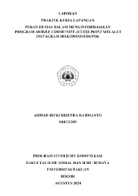 E-PKL: Peran humas dalam menginformasikan program mobile community access point melalui instagram diskominfo Depok