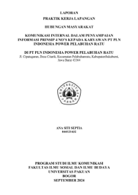 E-PKL: Komunikasi internal dalam penyampaian informasi prinsip 4 NO'S kepada karyawan PT PLN Indonesia Power Pelabuhan Ratu