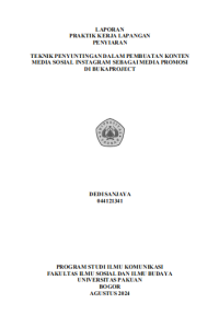E-PKL: Tektik penyuntingan dalam pembuatan konten media sosial Instagram sebagai media promosi di Bukaproject.