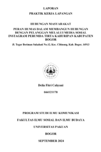 Image of E-PKL: Hubungan masyarakat peran humas dalam membangun hubungan dengan pelanggan melalui media sosial instagram Perumda Tirta Kahuripan Kabupaten Bogor
