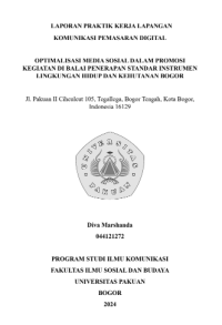E-PKL: Optimalisasi media sosial dalam promosi kegiatan di balai penerapan standar instrumen lingkungan hidup dan kehutanan Bogor