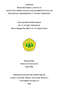 E-PKL:Aktivitas Admin Online Sales Marketing dalam melakukan Promosi di CV Vicmic Indonesia Harco Mangga Dua Blok G No. 15, Jakarta Pusat