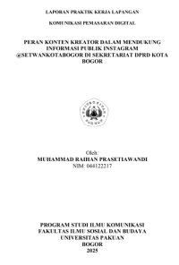 E-PKL: Peran Konten Kreator dalam Mendukung Informasi Publik Instagram @setwankotabogor di Sekretariat DPRD Kota Bogor