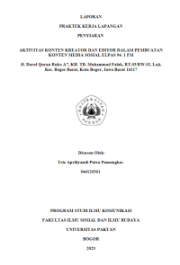 E-PKL: Aktivitas Konten Kreator dan Editor dalam Pembuatan Konten Media Sosial Elpas 94.1 FM