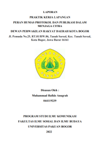 E-PKL: Peran Humas protokol dan publikasi dalam menjaga citra Dewan perwakilan Rakyat Daerah Kota Bogor