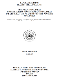 E-PKL: Proses Kegiatan Pengembangan Masyarakat pada Program CSR PT. Antam TBK UBPE Pongkor Jawa Barat