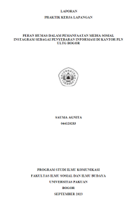 E-PKL: Peran Humas dalam Pemanfaatan Media Sosial Instagram sebagai Penyebaran Informasi di Kantor PLN ULTG Bogor