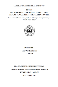 E-PKL: Peran Humas dalam Menjalin Kerja Sama dengan Supplier di PT Voksel Electric TBK
