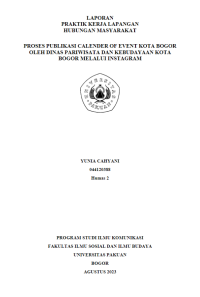 E-PKL: Proses Publikasi Calender of Event Kota Bogor Oleh Dinas Pariwisata dan Kebudayaan Kota Bogor melalui Instagram