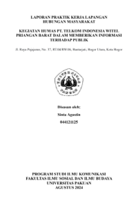 E-PKL: Kegiatan humas PT. Telkom Indonesia Witel Priangan Barat dalam memberikan informasi terhadap publik