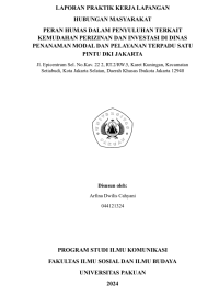 E-PKL: Peran Humas Dalam Penyuluhan Terkait Kemudahan Perizinan Dan Investasi Di Dinas Penanaman Modal Dan Pelayanan Terpadu Satu Pintu DKI Jakarta