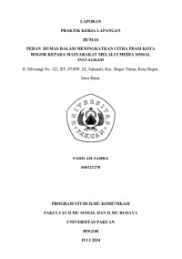 Image of E-PKL: Peran humas dalam meningkatkan citra PDAM Kota Bogor kepada masyarakat melalui Media Sosial Instagram