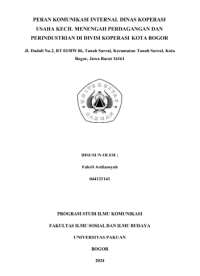Image of E-PKL: Peran komunikasi internal dinas koperasi usaha kecil menengah perdangan dan perindustrian di divisi koperasi Kota Bogor